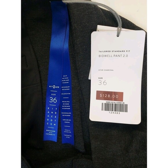 NWT Mens Kit & Ace Bidwell Pant 2.0 Gray Tailored Standard Fit Pants Size 36x28 - Picture 3 of 8